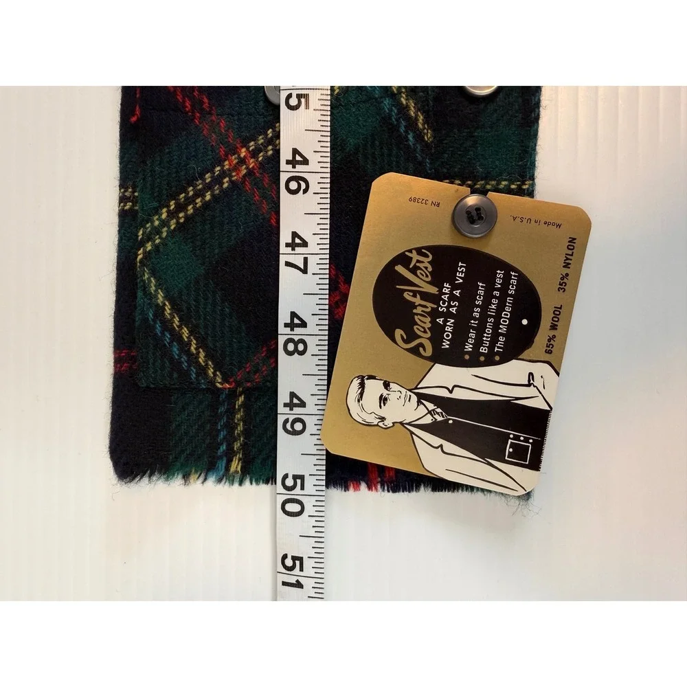 Scarf Vest Plaid Wool Blend Button‎ Front Modern Scarf Vest Unisex